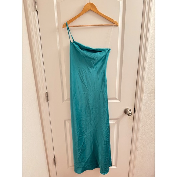 Nasty Gal Midaxi One Shoulder Slip Dress - Green, Size Medium NWT - Picture 6 of 8